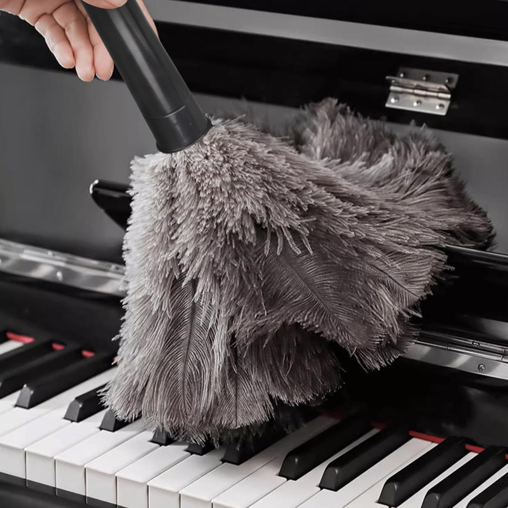 FeelfunFeather Retractable Feather Duster-Genuine Ostrich Feathers,Anti-Static,Reusable Eco-Friendly Handheld Cleaning for Keyboard,Home,Car,Office(10 to 15 Inches) 3 Pack