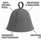 Premium Sauna Hat – 100% Natural Wool, Handmade Sauna Headwear for Men and Women – Eco-Friendly, Breathable, Insulating Hat for Sauna, Steam Room, Banya, and Bathhouse – One Size Fits All, Grey