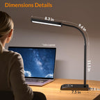 LEPOWER Desk Lamp, 800LM LED for Home Office, 12W Reading for Desk, Eye-Caring Light, Touch Table Gooseneck Lamp, 50 Lighting Modes, Bright for Bedroom, Study (Black)