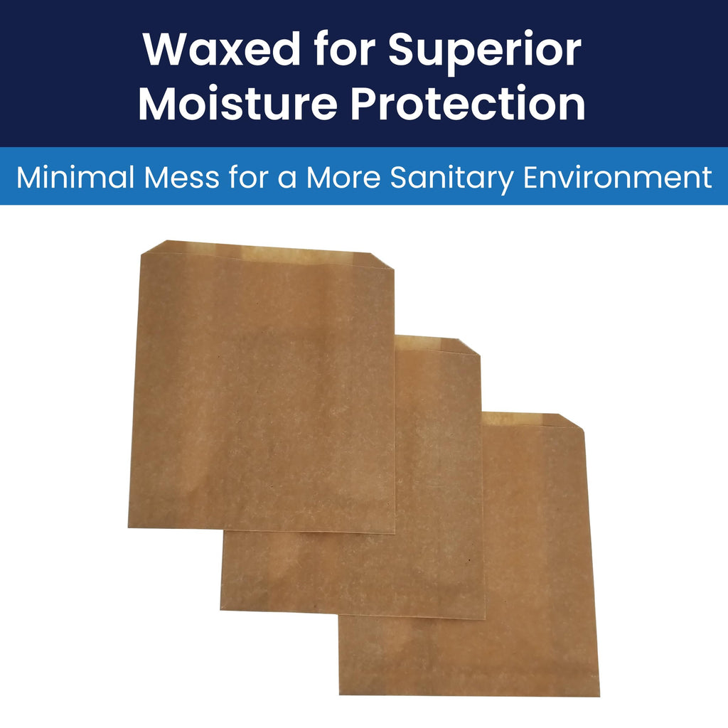 Hospeco HS-6141 Waxed Kraft Receptacle Liner Bags, 250 Count - Moisture-Resistant Feminine Hygiene Waste Bags, Fits Sanitary Disposal Units,9.25 x 10.5 x 3.25 in