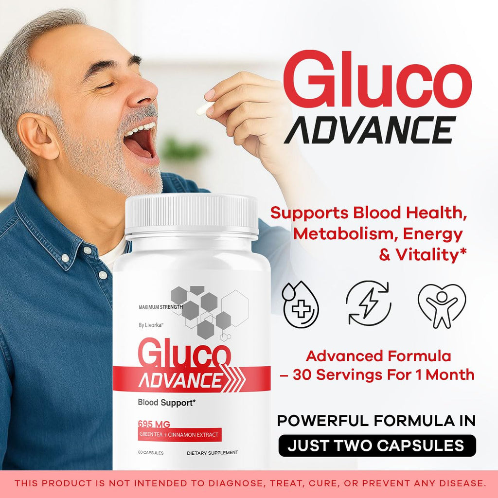 (2 Pack) Gluco Advance Capsules - Official GlucoAdvanced Premium Advanced Formula Pills - Maximum Strength, All Natural Health Formula Pills for Overall Health & Wellness, 120 Capsules for 2 Months