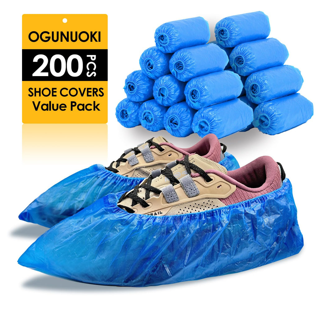 Shoe Covers Disposable Recyclable -200 Pack(100 pairs) 15.7'' Hygienic Shoe & Boot Covers Waterproof Non-slip Shoe Booties for Indoors (Large Size - Up to US Men's 11 & US Women's 13)