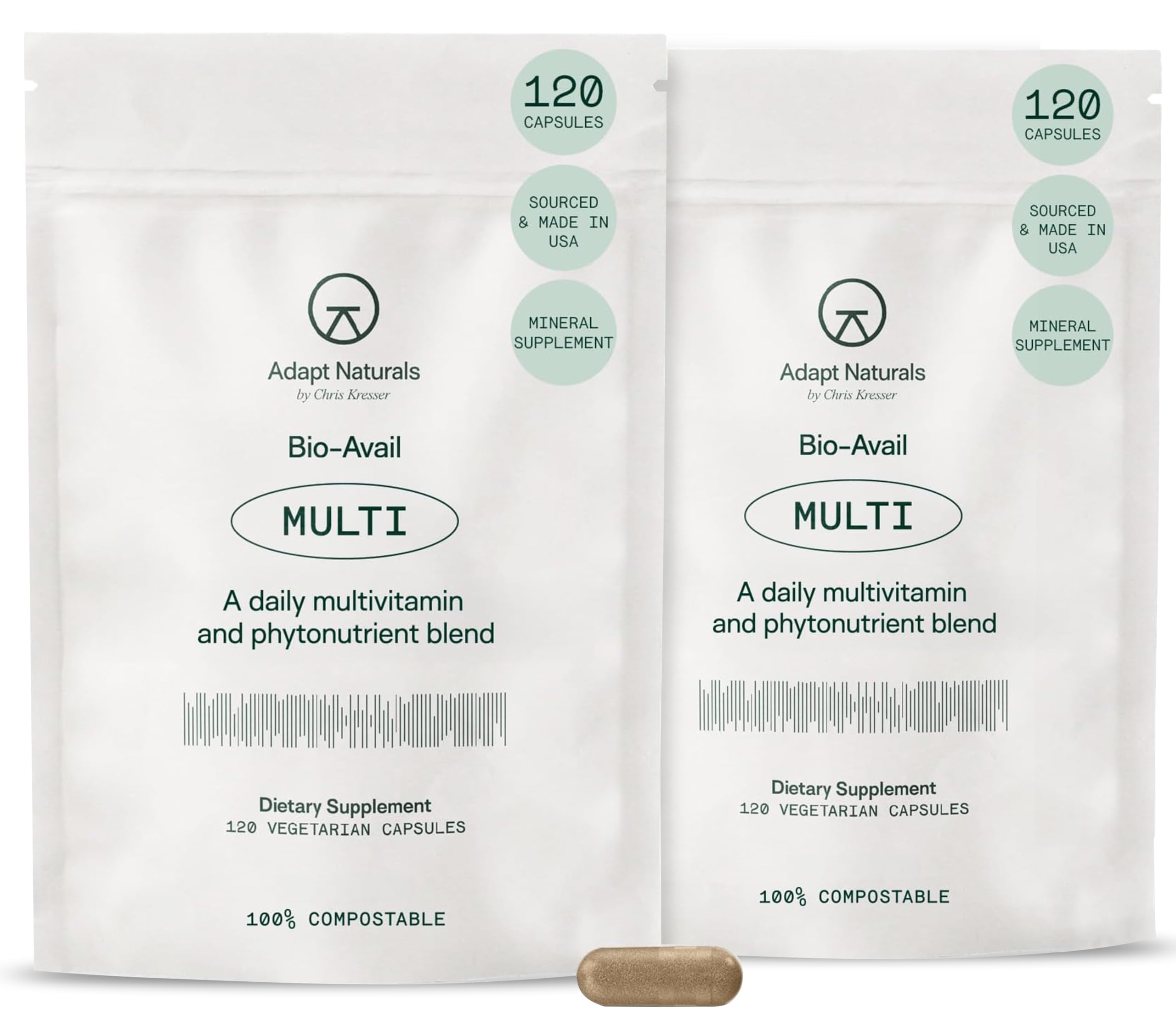 Adapt Naturals Multivitamin for Women & Men, Bioavailable Easy-to-Absorb Multivitamin Daily Supplement with Biotin, Niacin, Vitamin A, B, C, D, E, K1, Zinc, Magnesium - Immune Support - 60 Day Supply