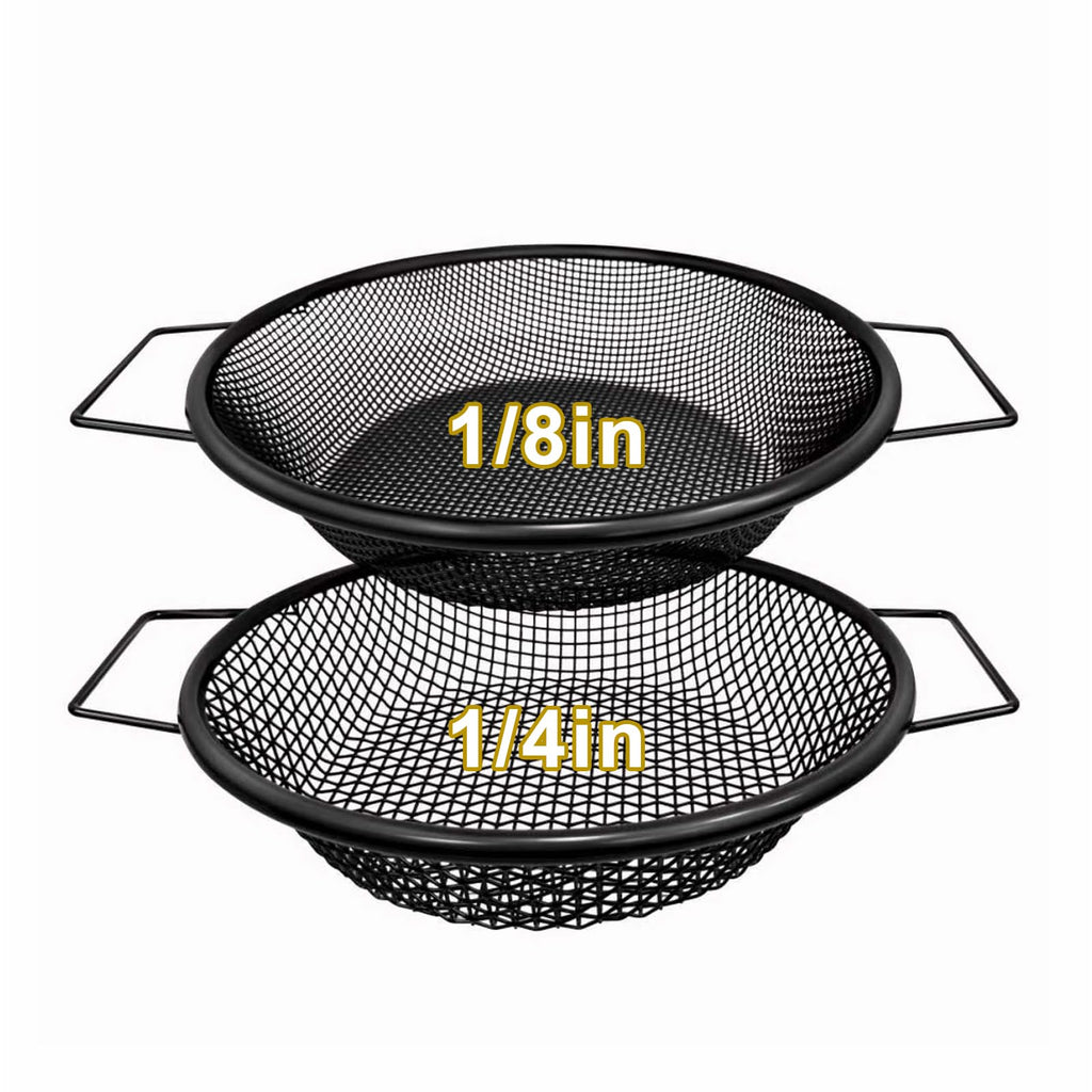 2PCS Soil Sifter for Gardening, Rock Sifter for 5 Gallon Bucket,Compost Sifter Dirt Sifter,Captures Dirt Rocks Sawdust Black Handle Upgrade Version