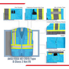 KAYGO Safety Vest with Pockets - High Visibility Reflective Vest ANSI Class 2 Construction Vest (Type R, Not FR) KG0100 (2XL, Sky Blue, 1 Pcs)