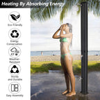 VINGLI 9.3 Gallon Solar Heated Outdoor Shower, 7.2 FT Height, Freestanding Outside Shower with 360° Swivel Shower Head & Foot Faucet, Hot & Cold Water Adjustment, Black
