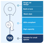 Tork Jumbo Toilet Paper Roll Dispenser Smoke T22, High Capacity, 66TR