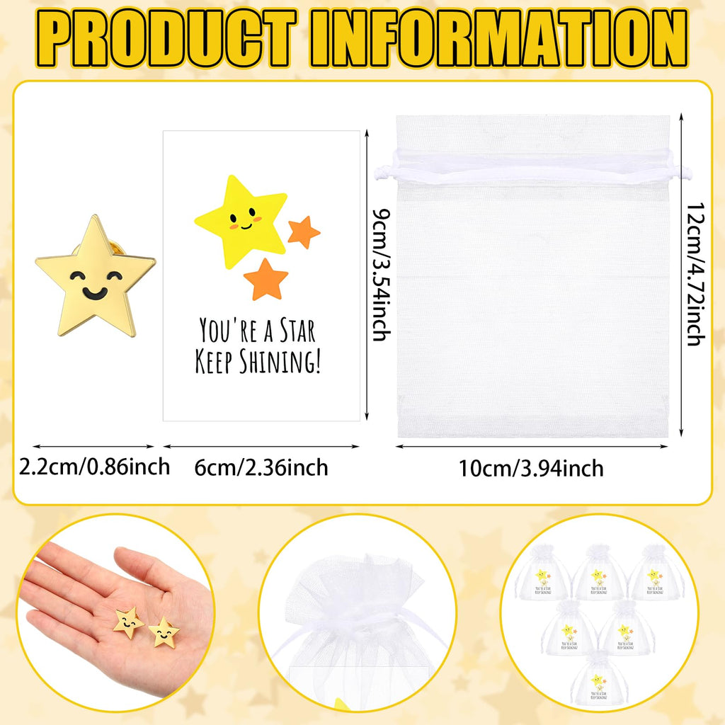 Huquary 25/50 Set Star Pins Bulk Back to School Gift, Gold, 50set, Classic