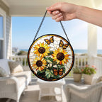 Zhuoyaju Stained Glass Window Hanging, Stain Glass Suncatcher, 7.8 x 7.8 in