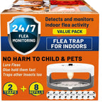 2 Pack Flea Traps for Inside Your Home, Indoor Flea Traps with 8 Sticky Pads, Flea Monitoring Trap for Home, Sticky Insect Catcher for Fleas, Moths & Gnats