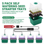BlumWay Self-Watering Seed Starter Tray with Grow Light, 5 Pack 60 Cells