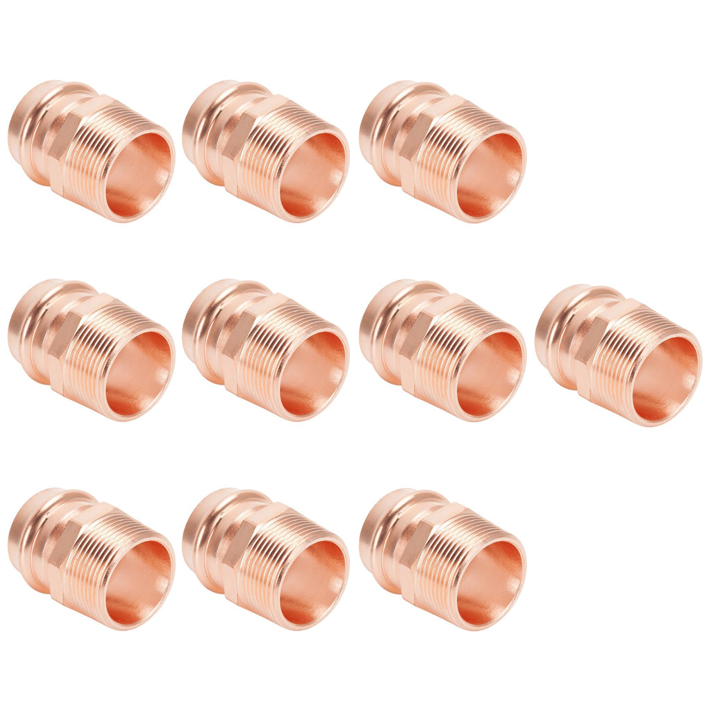 Cherbo Copper Press Fittings 3/4 inch Male Adapter Pressure Copper Fitting P x Male NPT Connection for Residential, Commercial 10-Pack