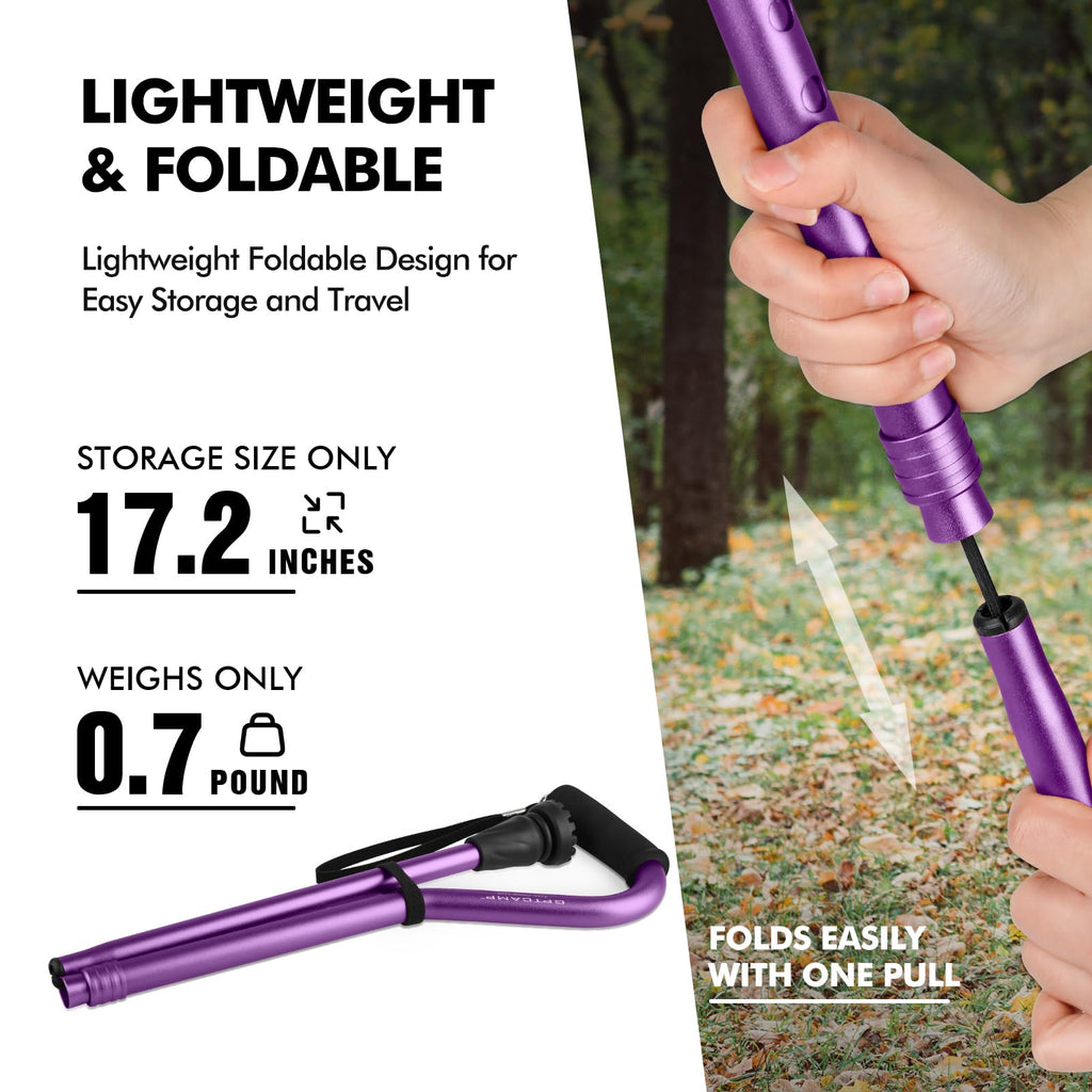 GPTCAMP Walking Cane and Walking Stick for Men Women,Lightweight Folding Canes with Offset Soft Cushioned Handle,Adjustable & Collapsible,Mobility & Leg Surgery Recovery