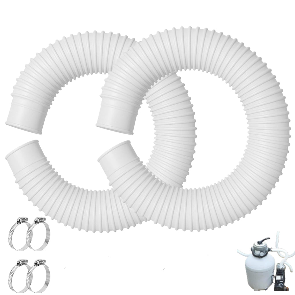 2 Pcks 1-1/2 Inch Pool Pump Replacement Hose 16” Long For Above Ground Pools - Filter Pump Hose Bundled With Metal Clamps