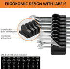 Mudygelay 52 pcs Modular Wrench Organizers for Tool Drawers - Wrench Rack with Metric&SAE Labels, Perfect Tool Storage Holder. Gift for Father and Boyfriend (Orange)