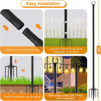 LETIANPAI 10Ft String Light Poles 6 Pack,Light Poles for Outside Lights,Outdoor with Fence Brackets Hanging Lights,Metal Stand Deck Patio Backyard