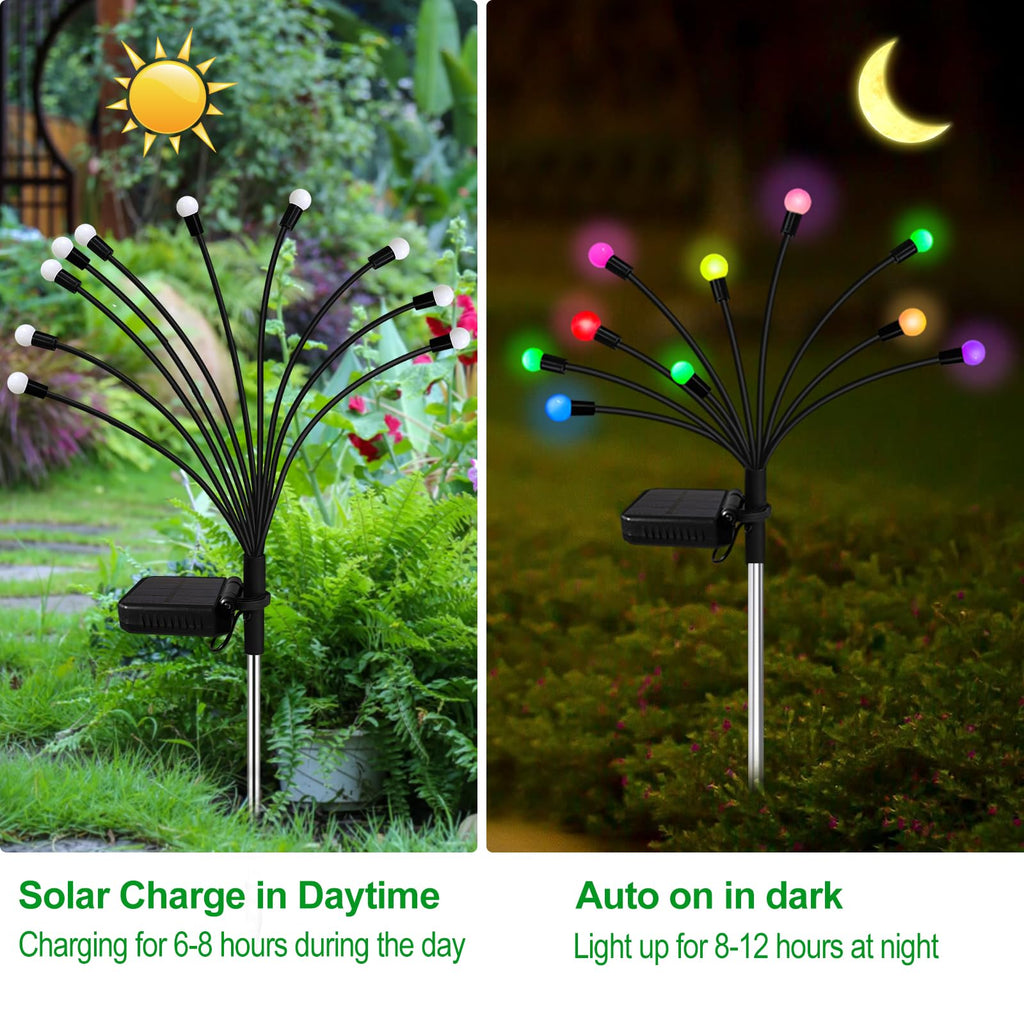 Kohlrabi Solar Garden Lights Outdoor, 10 Pack 80 LED Solar Firefly Lights Waterproof, Sway by Wind, Swaying Light for Yard Patio Backyard Garden Planter Flower Bed Pathway Decoration
