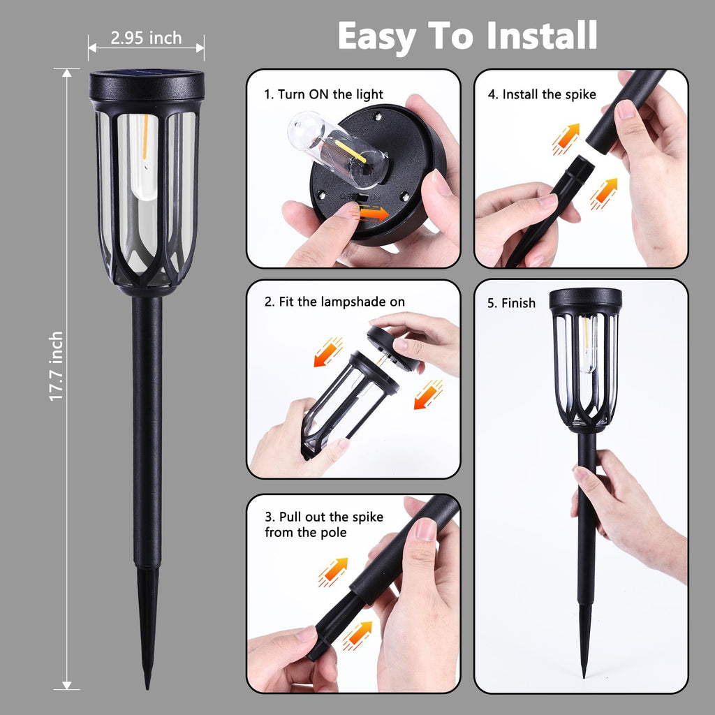 Lomotech Solar Pathway Lights - 8 Pack Solar Lights Outdoor Waterproof, Bright LED Solar Garden Lights for Patio Landscape Lawn Yard Walkway Driveway (Warm White)