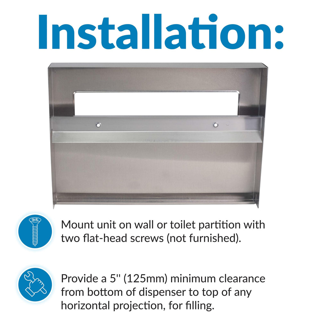 Bobrick 221 Stainless Steel Toilet Seat Cover Dispenser, 15 3/4 x 2 x 11, Satin Finish