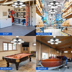Luyata 4 Pack LED Garage Lights 200W Deformable 20000LM Close to Ceiling Light Fixtures 6500K Ultra Bright LED Shop Light with 6 Adjustable Panels for Work Shop Warehouse Attic