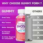 MEENCCD 2 Pack Myo-Inositol & D-Chiro Inositol Gummies, 40:1 Ratio Inositol with Vitamin D3, Magnesium Glycinate, Folate & Zinc, Inositol Supplement for Female Health, Raspberry Flavor, 120 Count