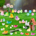 U-Zimikee 150 Pcs Luminous Mini Resin Animals Miniature Animals Figurines Tiny Little Animals Glow in Dark Small Animal Figures to Hide Mini Animals Micro Landscape Ornaments Fairy Garden Accessories