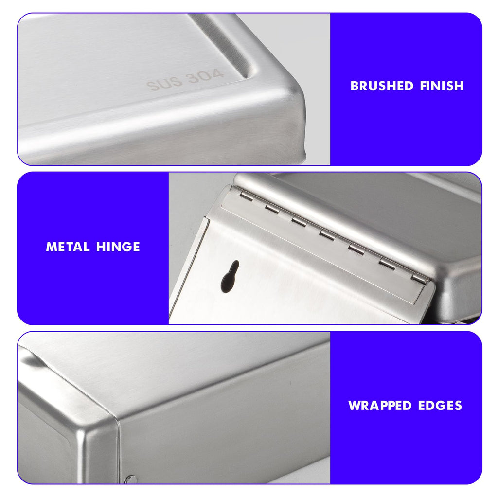 Gorlary Wall Mounted Sanitary Napkin Receptacle Tampon Holder, Silver