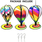 timecity 3pcs Hot Air Balloon Wind Spinner Rainbow Garden Pinwheels Whirligigs Wind Spinner Windmill Striped Rainbow Windsock Rotating Sequins Windmill Wind Twister Hanging Decor