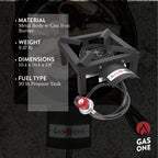 GasOne High Pressure Single Propane Burner - Outdoor Cooking with Heat Shield and Guard – Propane Burner Head for Camping, Tailgating, Seafood Boil, Home Brewing - Patented