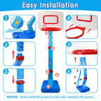 Toddler Basketball Hoop Set, Adjustable Kids Basketball Hoop for Boys Girls