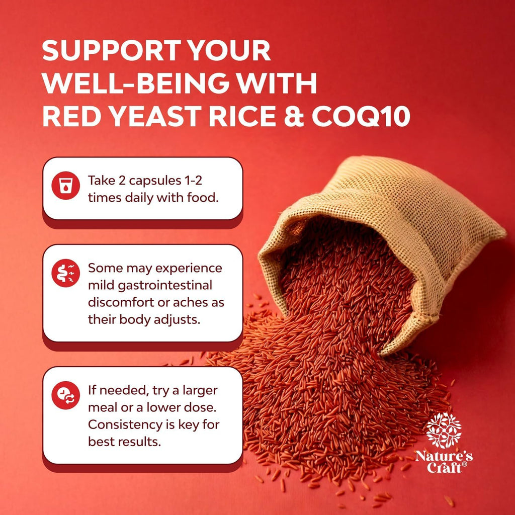 Red Yeast Rice with CoQ10 Supplement - Advanced Healthy Heart & Healthy Cholesterol Levels Formula for Men & Women - Extra Strength Capsule with Red Yeast Rice 1200 mg Capsules with CoQ10-240 Count
