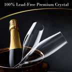 JBHO Champagne Glasses-Elegant Flutes-Gift-Box-Hand Blown Champagne Flutes Glass-100% Lead-Free Premium Crystal - Gift Idea for Wedding, Anniversary, Christmas,New Year-Set of 4-8oz, Clear