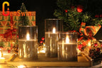 GenSwin Glass Flameless Led Candles Battery Operated Remote Timer Black