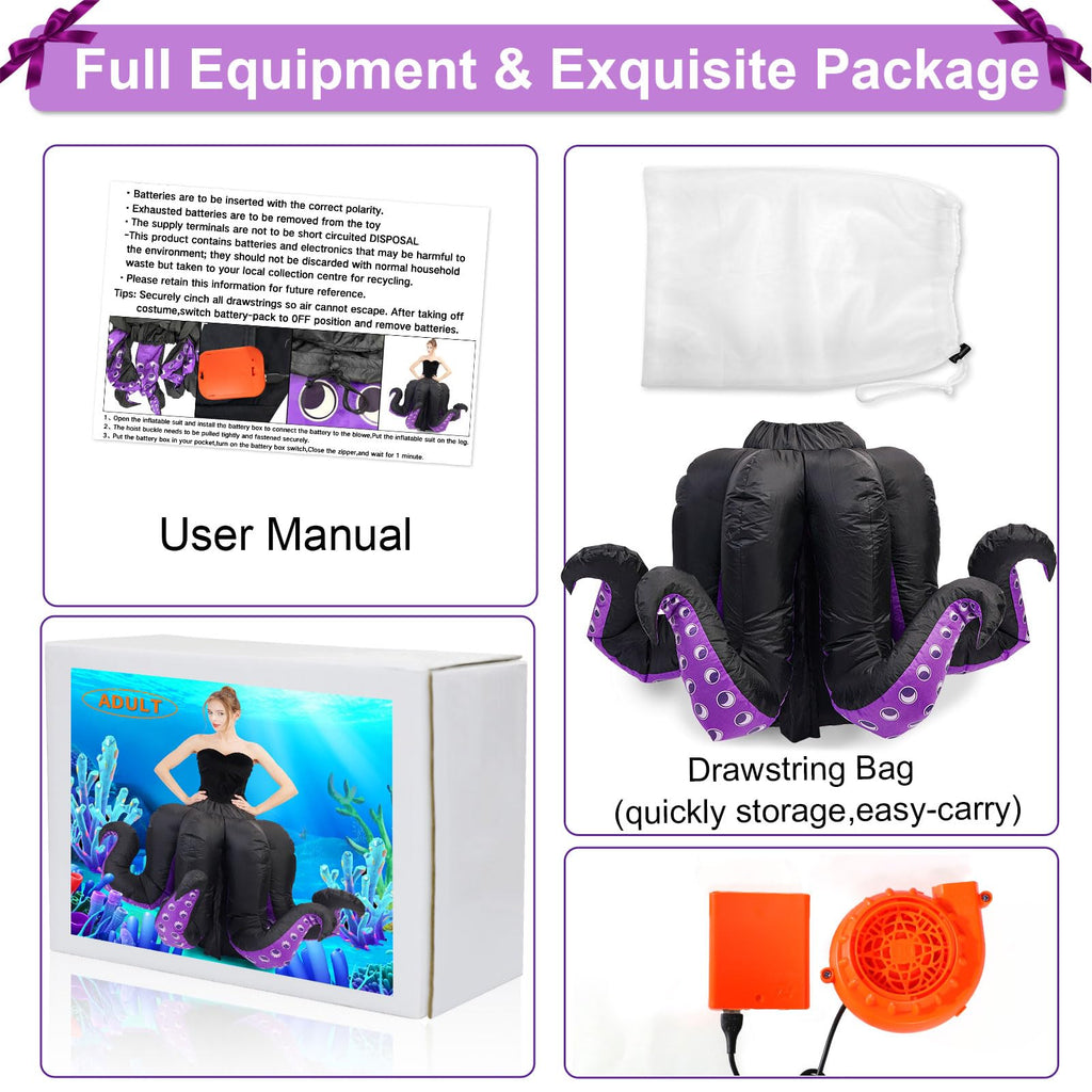 anroog Inflatable Costume Adult Octopus Costume Women Octopus Halloween Blow Up Costumes for Womens Cartoon Cosplay Party