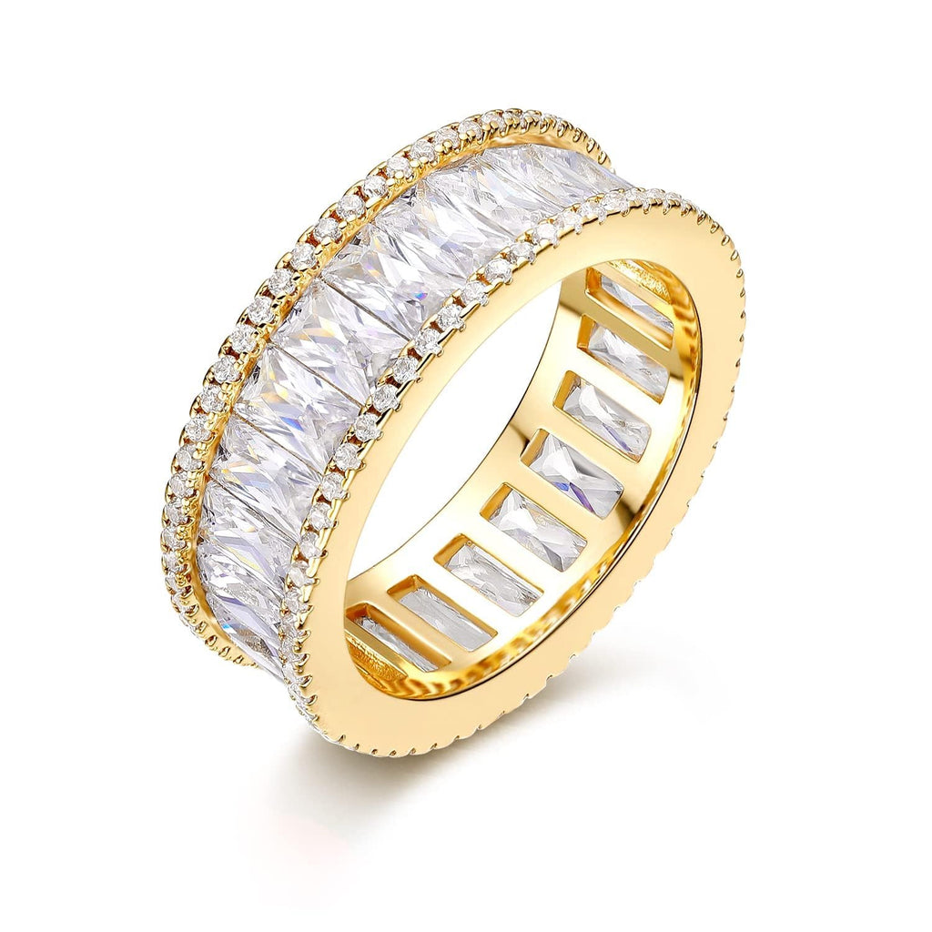 MDFUN 18K Gold Plated Eternity Wedding Band for Women