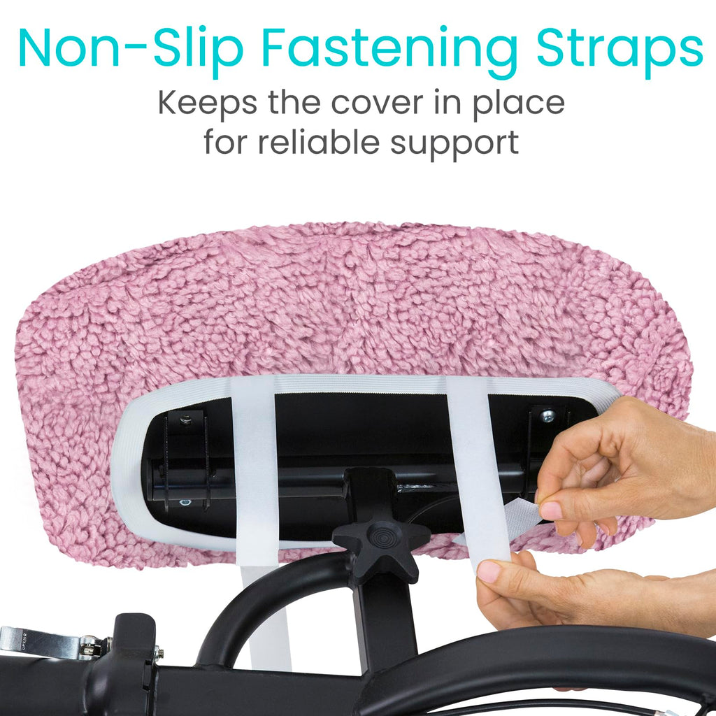 Vive Mobility Knee Scooter Pad Cover - Soft Plush Adult Sheepskin Memory Foam Cushion, Walker Accessory for Knee Roller, Padded Accessories Leg Cart Improves Comfort with Injury, Universal Fit (Pink)