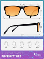 VMJFBJ Blue Light Glasses for Men Woman, Anti Blue Light Blocking Glasses with Amber Lens for Computer Screen Monitor Gaming Better Sleep Reduce Eye Strain Gamer Glasses