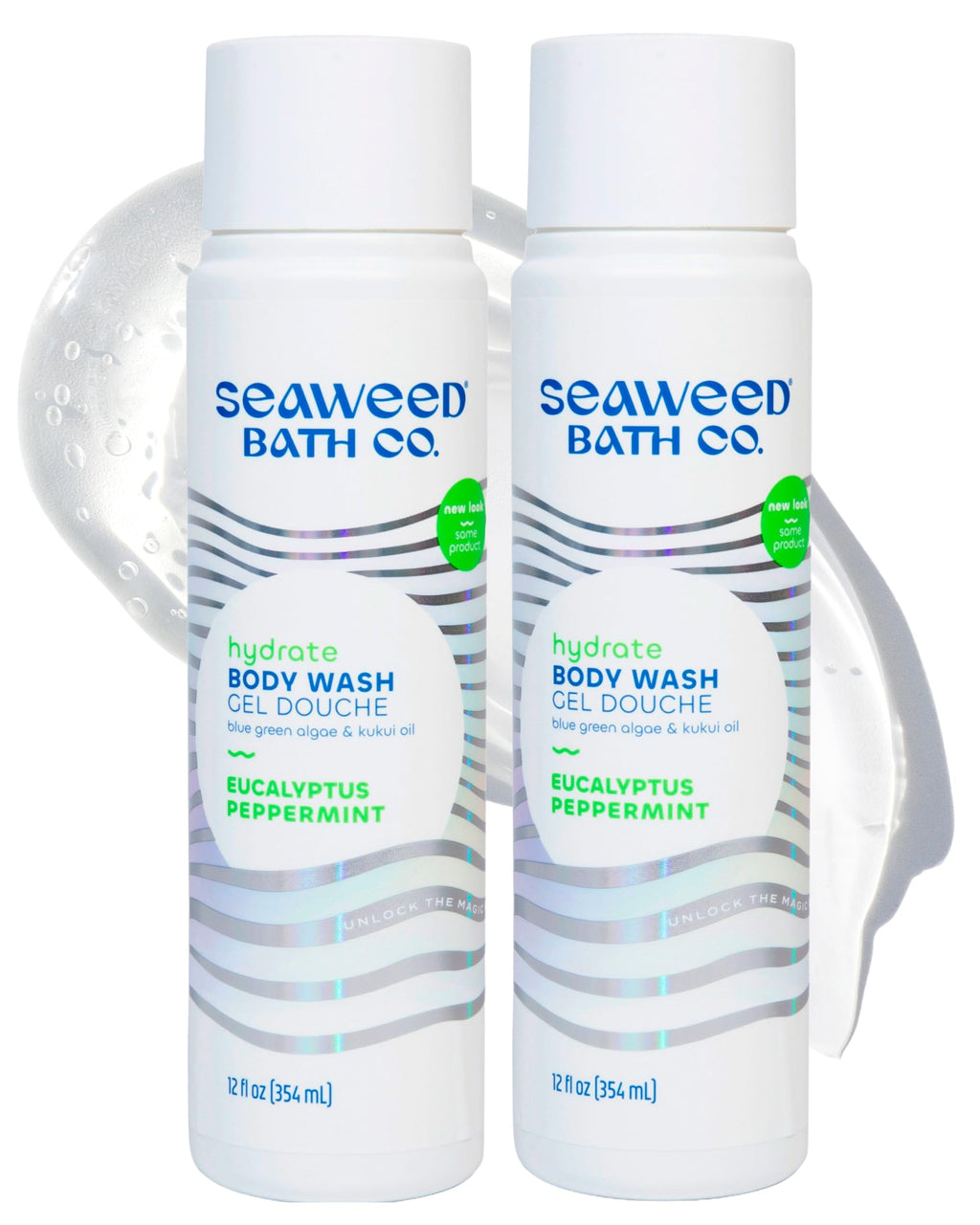 Seaweed Bath Co. Hydrate Body Wash - Eucalyptus Peppermint - Hydrating Lathering Cleanser with Nourishing Natural Ingredients - Vegan, Paraben and Sulfate Free Shower Gel - 12 oz (Pack of 2)