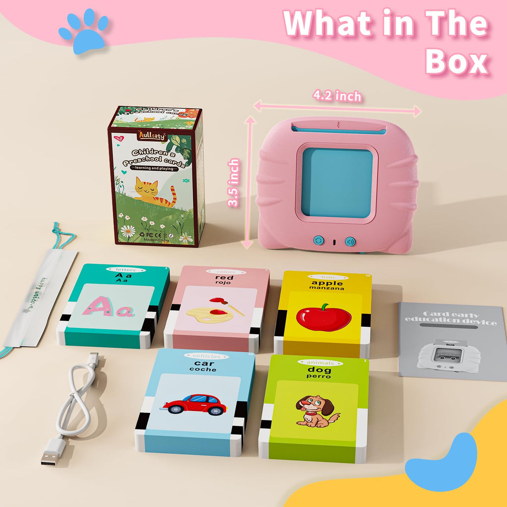 Aullsaty Toddler Toys Bilingual English and Spanish Talking Flash Cards for 1 2 3 4 5 6 Year Old Boys and Girls, Autism Sensory Toys for Autistic Children, Learning Educational Speech 250 Sight Words