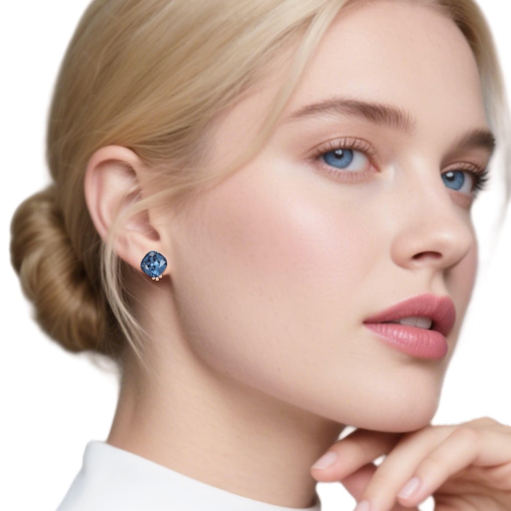 EVEVIC Square Austrian Crystal Charm Clip On Earrings for Women