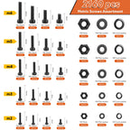 Hapric 2160 Pcs Metric Screw Assortment Metric Bolts M2 M3 M4 M5 M6 Nuts and Bolt Kit, 12.9 Alloy Steel Black Zinc Plated Hex Socket Head Screws Nuts Bolts and Washers Set