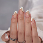 BTArtbox Press On Nails, Short White French Tip Nails, 32 Pcs Full Kit