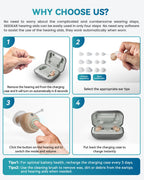 Hearing Aids for Seniors, Rechargeable OTC Hearing Aids with Noise Reduction, Providing Clear Sound Quality and Comfortable Wearing for Adults Hearing Loss, Invisible In-Ear Design, Auto On/Off (Light Gray)