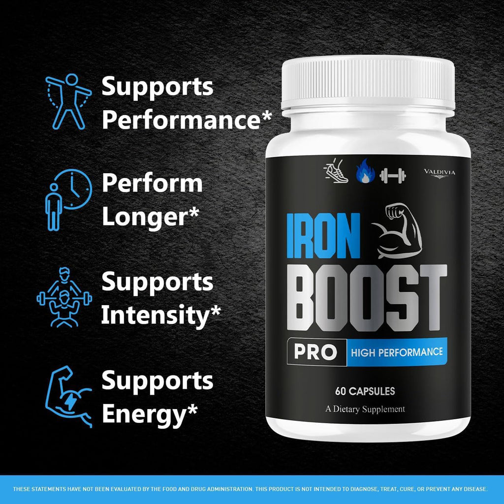 Iron Boost Pro Capsules - Official Iron Boost Pro Advanced Supplement Support - Maximum Strength, Natural IronBoost Pro for Overall Health & Wellness Reviews, 60 Capsules for 1 Month