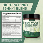 Buporai Sea Moss Gummies 16-1, Black Seed Oil Ashwagandha Turmeric Bladder Wrack Vitamin C Vitamin D3 Elderberry Manuka Dandelion Yellow Dock Apple Cider Vinegar for Men & Women
