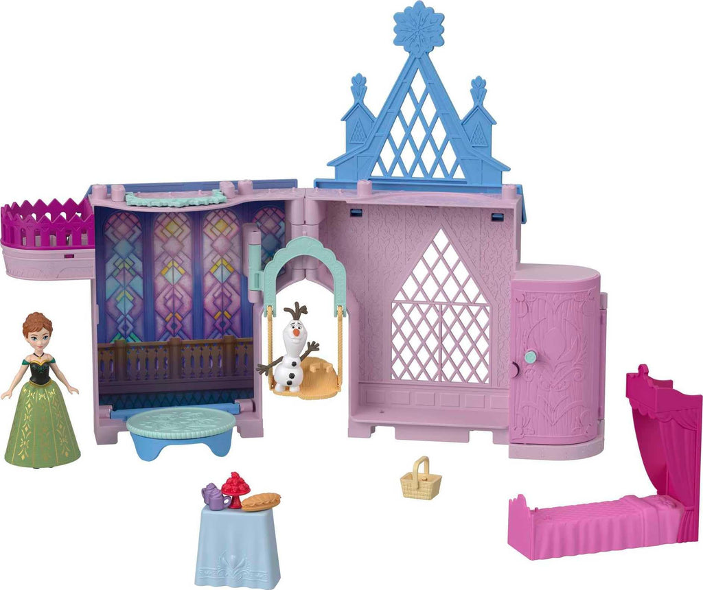 Mattel Disney Frozen Toys, Anna Doll House Stackable Castle with Small Doll, Olaf Figure & 7 Furniture & Accessories, Inspired by the Movie