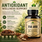 HERBALICIOUS Star Anise Supplement – Organic (Illicium verum) – 100 Capsules – 1000mg – No Fillers, No Preservatives – Immune & Antioxidant Support