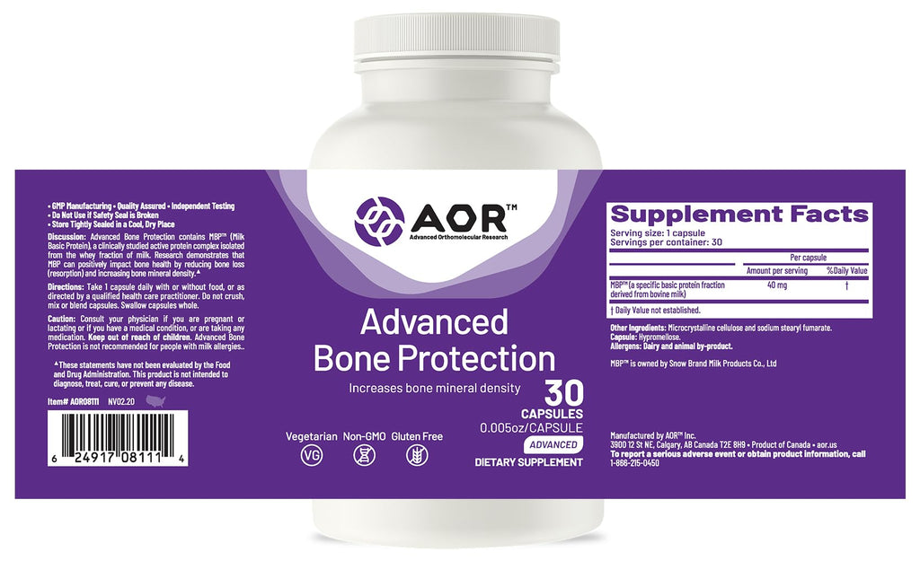 AOR Advanced Bone Protection 40mg MBP – 30 Vegetarian Capsules, 30-Day Supply for Bone Mineral Density & Collagen Formation, Daily Nutritional Support