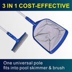 POOLAZA Pool Skimmer Net & Pool Brush Head with 50'' Aluminum Pool Pole