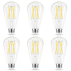 GvvooHome Dimmable LED Edison Bulb, E26 Light Bulb 60 watt Equivalent, Soft White 2700K, ST58 Vintage Light Bulbs, 90+ CRI, E26 Medium Base, Clear Glass, 4 Pack